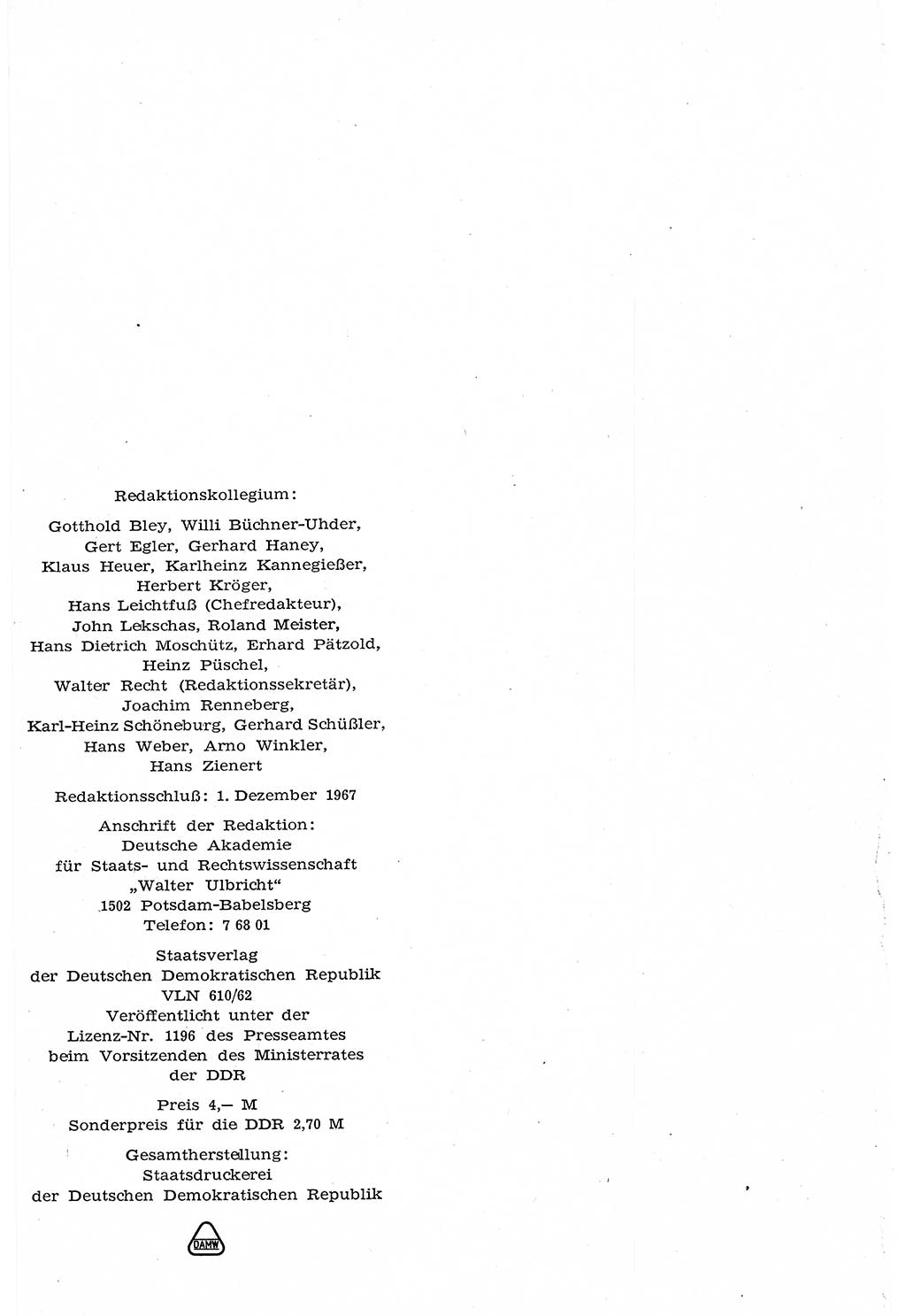 Staat und Recht (StuR), 17. Jahrgang [Deutsche Demokratische Republik (DDR)] 1968, Seite 2 (StuR DDR 1968, S. 2)