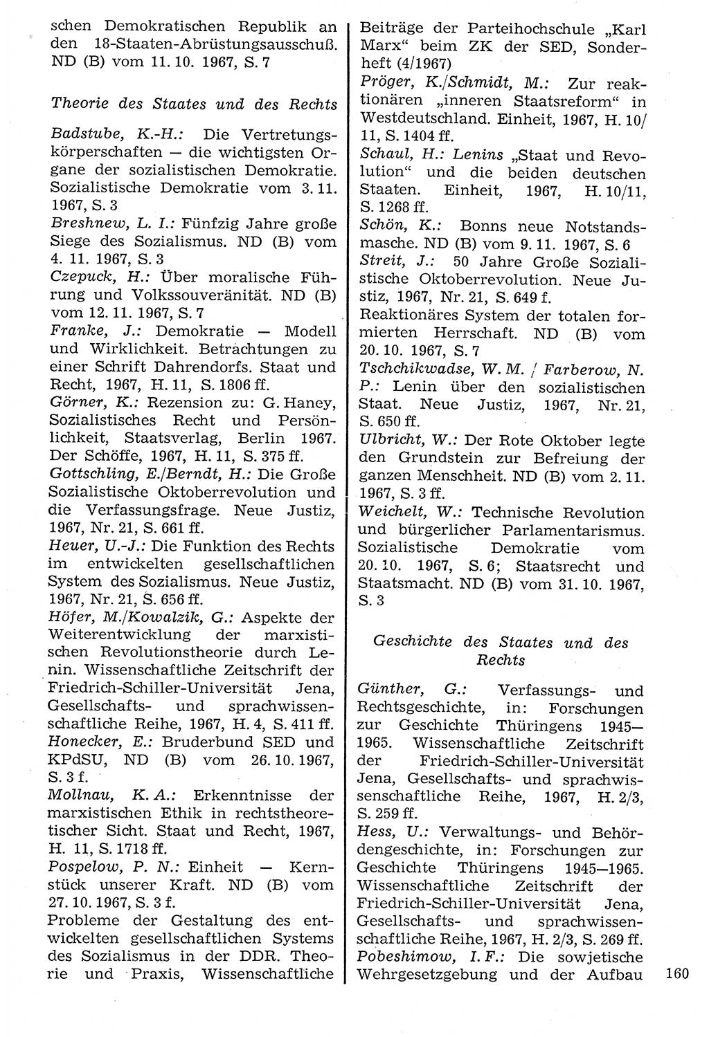 Staat und Recht (StuR), 17. Jahrgang [Deutsche Demokratische Republik (DDR)] 1968, Seite 160 (StuR DDR 1968, S. 160)