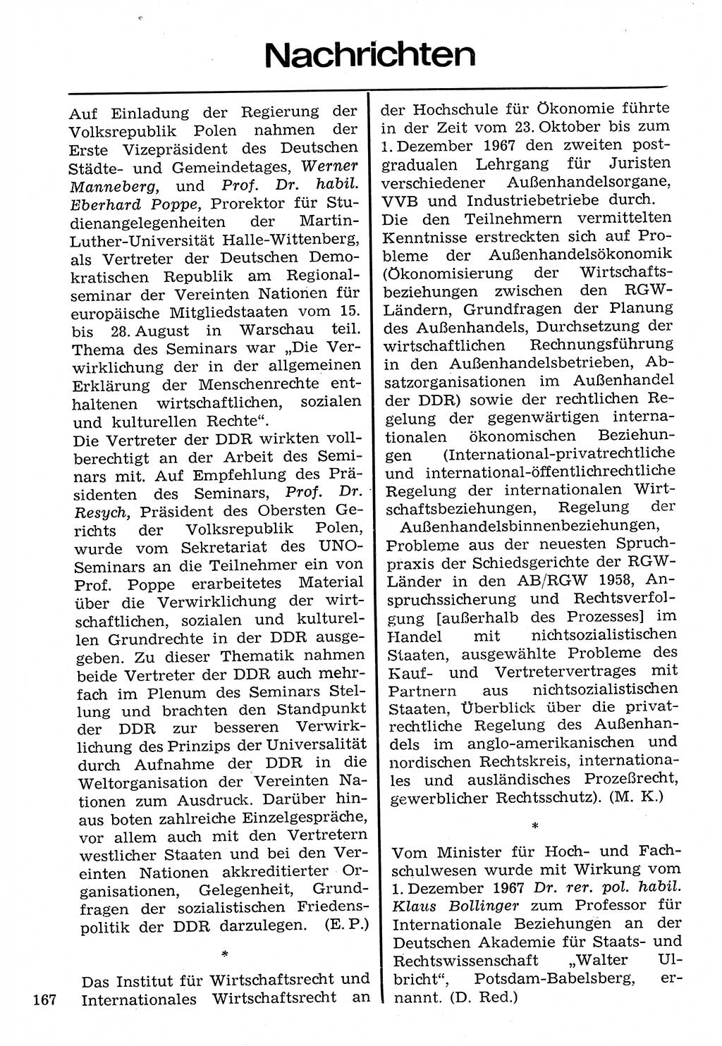 Staat und Recht (StuR), 17. Jahrgang [Deutsche Demokratische Republik (DDR)] 1968, Seite 167 (StuR DDR 1968, S. 167)