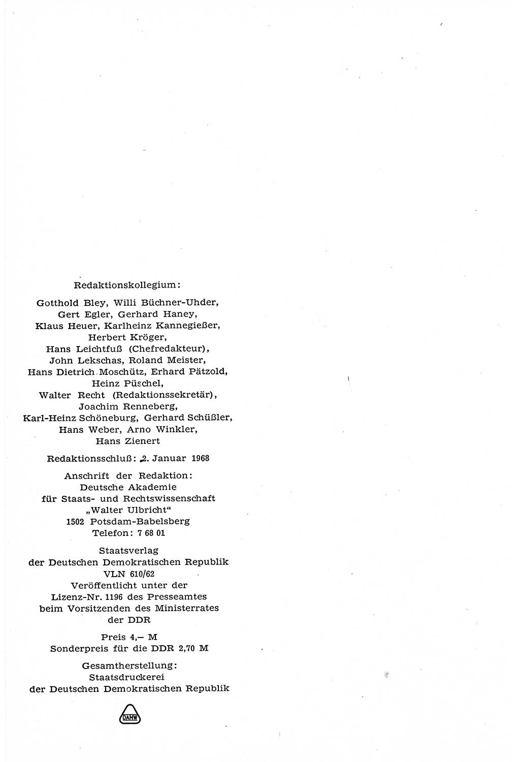 Staat und Recht (StuR), 17. Jahrgang [Deutsche Demokratische Republik (DDR)] 1968, Seite 178 (StuR DDR 1968, S. 178)