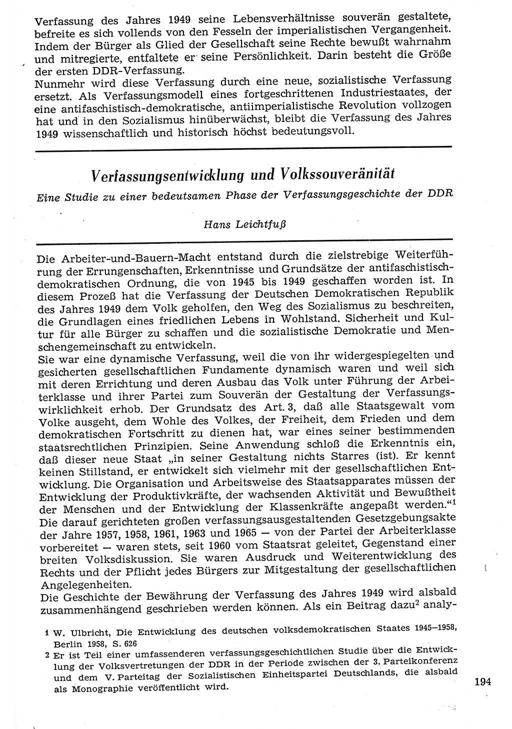 Staat und Recht (StuR), 17. Jahrgang [Deutsche Demokratische Republik (DDR)] 1968, Seite 194 (StuR DDR 1968, S. 194)