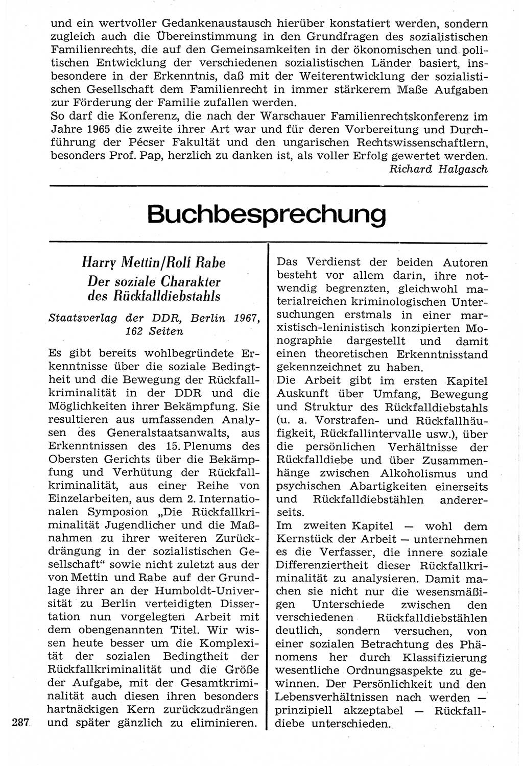 Staat und Recht (StuR), 17. Jahrgang [Deutsche Demokratische Republik (DDR)] 1968, Seite 287 (StuR DDR 1968, S. 287)