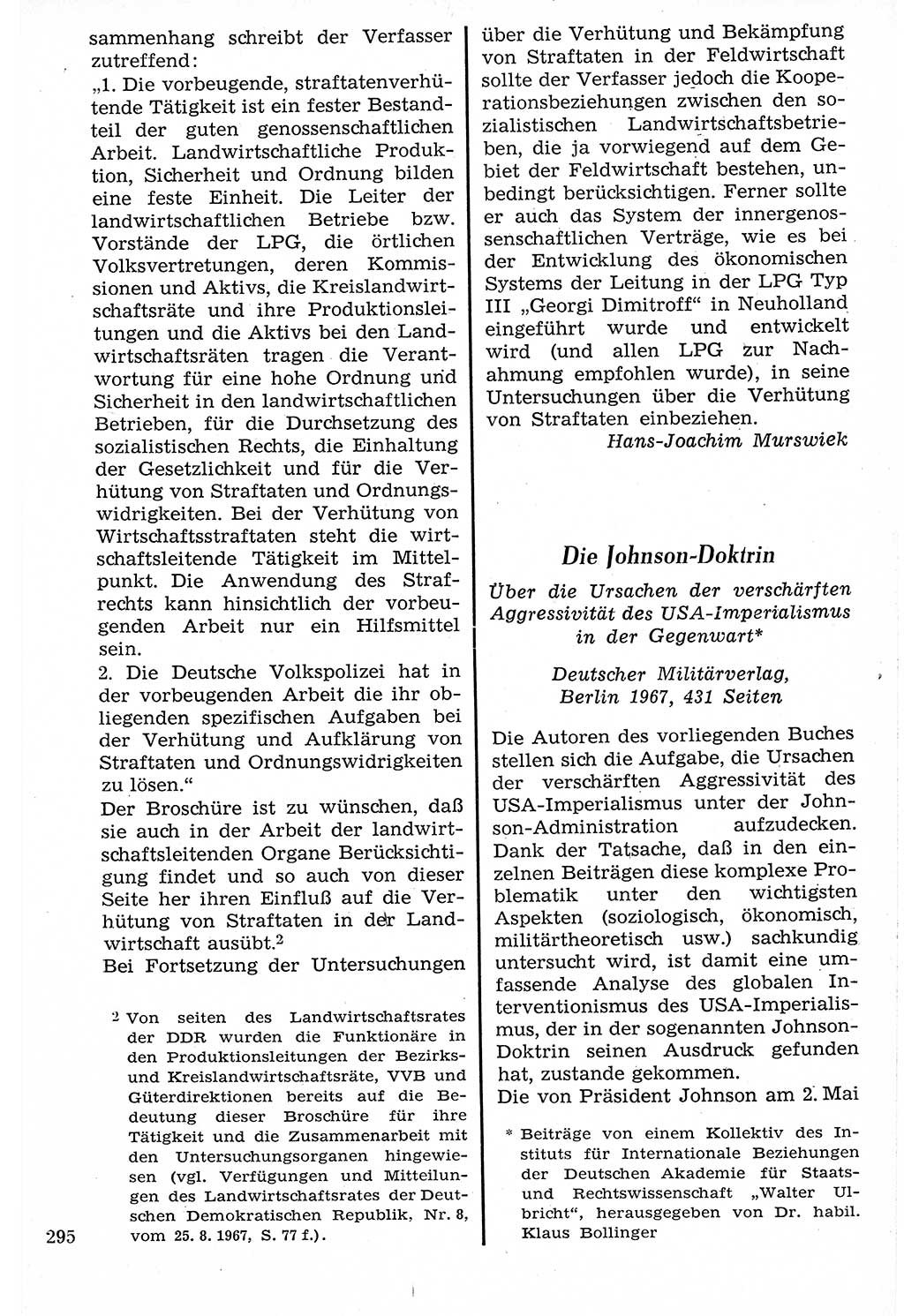 Staat und Recht (StuR), 17. Jahrgang [Deutsche Demokratische Republik (DDR)] 1968, Seite 295 (StuR DDR 1968, S. 295)