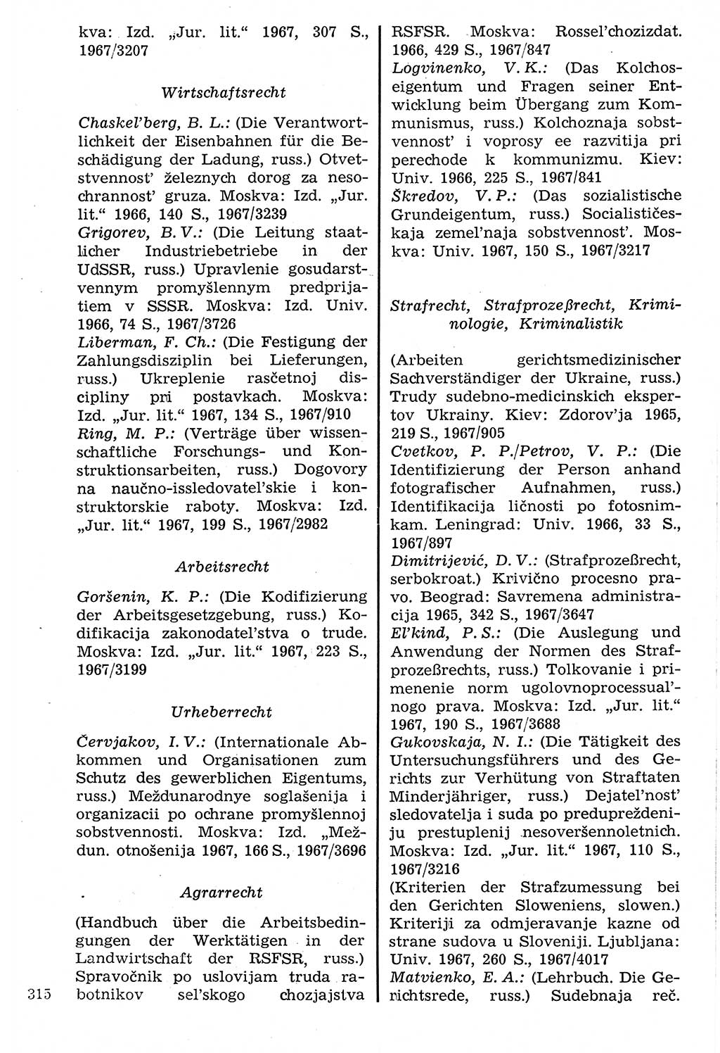 Staat und Recht (StuR), 17. Jahrgang [Deutsche Demokratische Republik (DDR)] 1968, Seite 315 (StuR DDR 1968, S. 315)