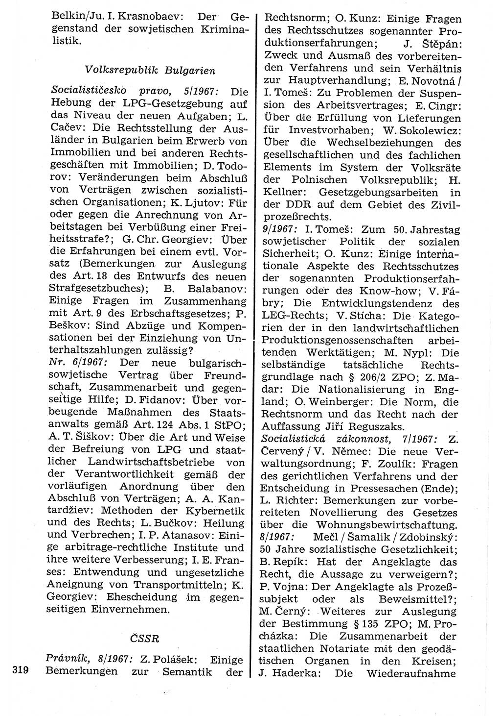 Staat und Recht (StuR), 17. Jahrgang [Deutsche Demokratische Republik (DDR)] 1968, Seite 319 (StuR DDR 1968, S. 319)