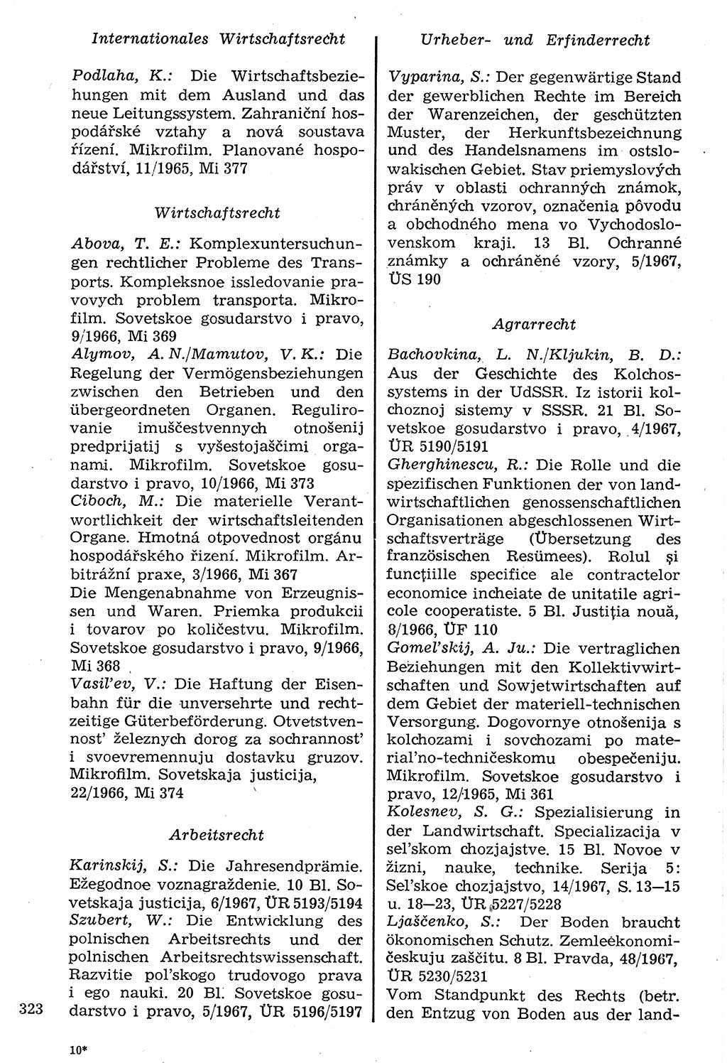 Staat und Recht (StuR), 17. Jahrgang [Deutsche Demokratische Republik (DDR)] 1968, Seite 323 (StuR DDR 1968, S. 323)