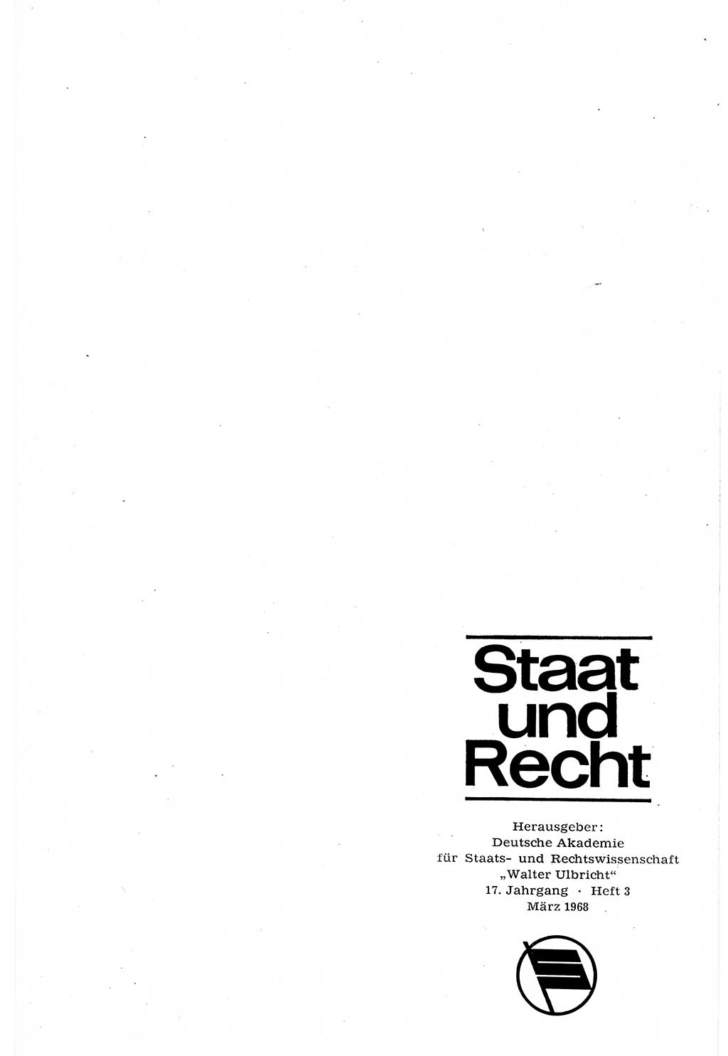 Staat und Recht (StuR), 17. Jahrgang [Deutsche Demokratische Republik (DDR)] 1968, Seite 337 (StuR DDR 1968, S. 337)