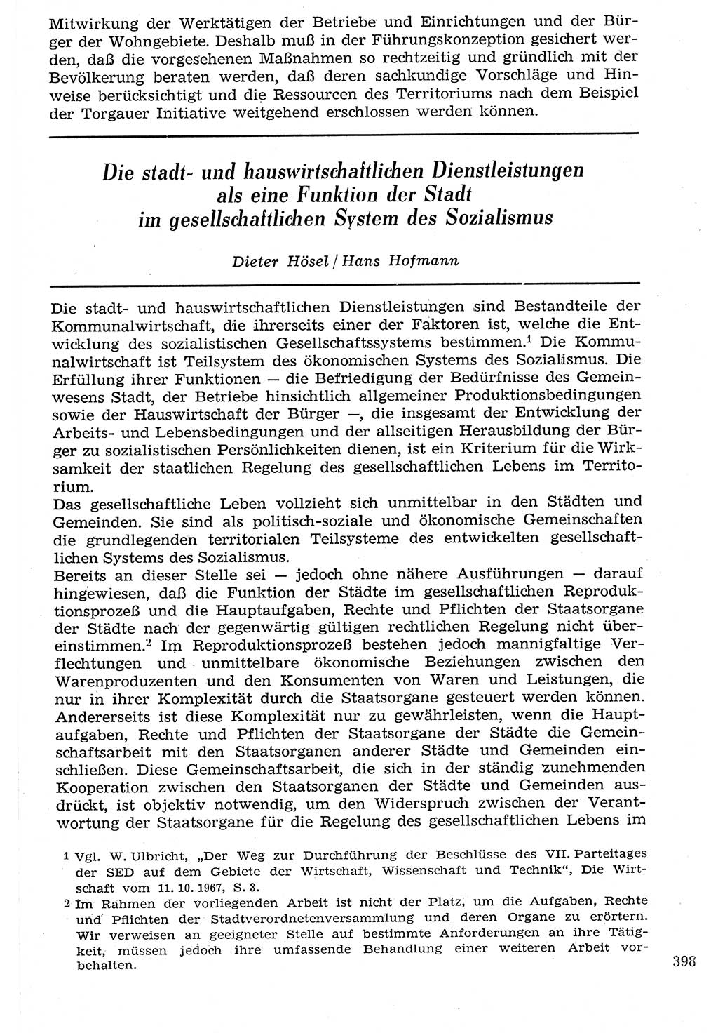 Staat und Recht (StuR), 17. Jahrgang [Deutsche Demokratische Republik (DDR)] 1968, Seite 398 (StuR DDR 1968, S. 398)