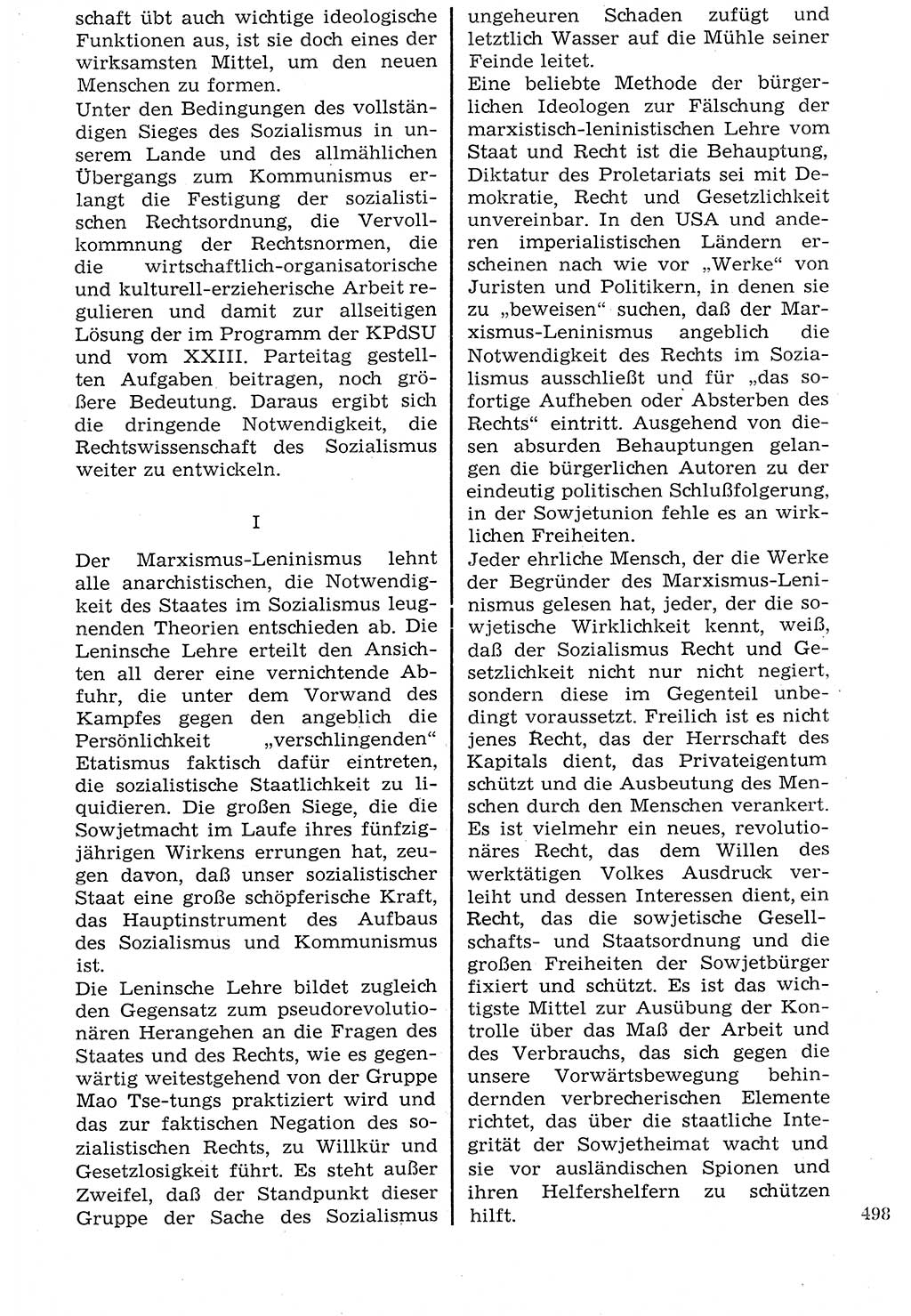Staat und Recht (StuR), 17. Jahrgang [Deutsche Demokratische Republik (DDR)] 1968, Seite 498 (StuR DDR 1968, S. 498)
