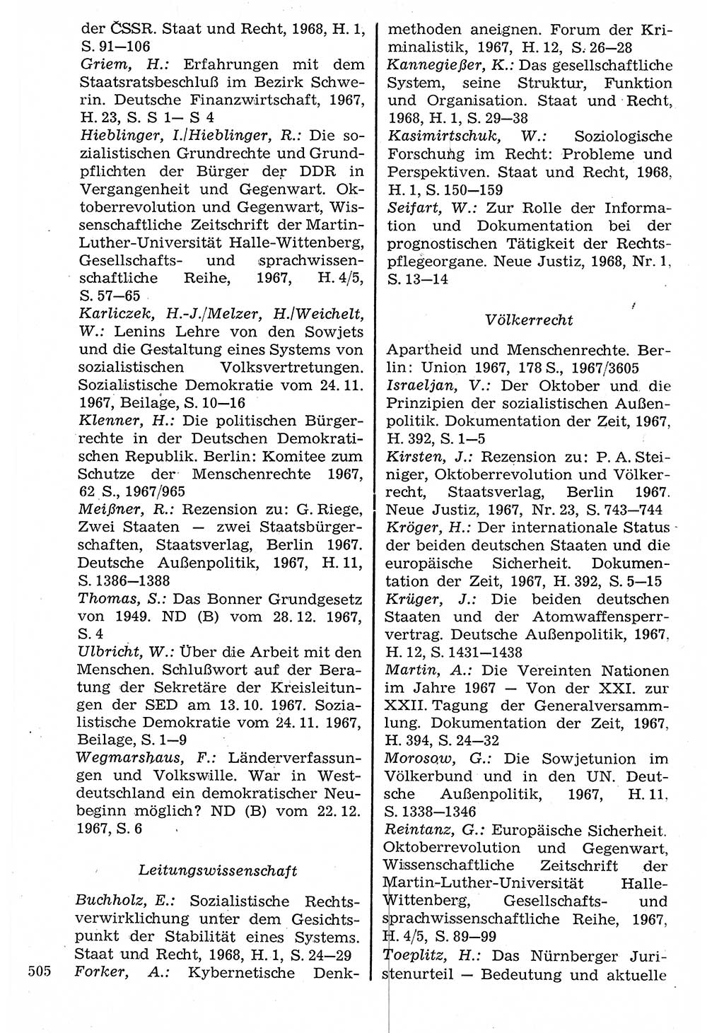 Staat und Recht (StuR), 17. Jahrgang [Deutsche Demokratische Republik (DDR)] 1968, Seite 505 (StuR DDR 1968, S. 505)