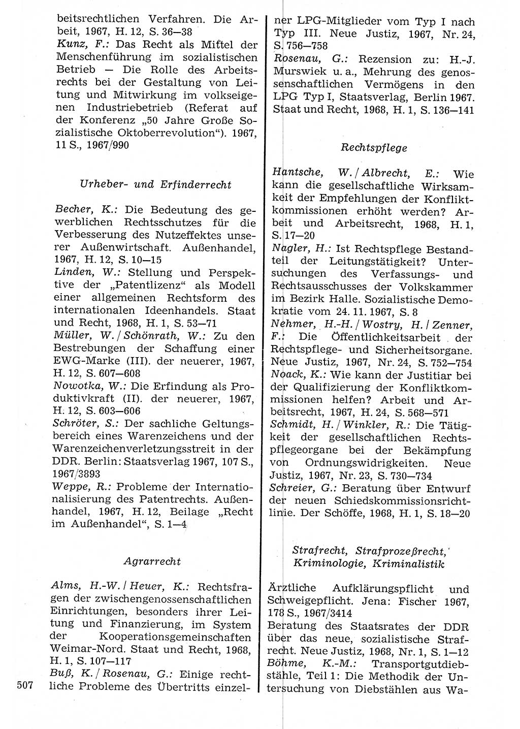 Staat und Recht (StuR), 17. Jahrgang [Deutsche Demokratische Republik (DDR)] 1968, Seite 507 (StuR DDR 1968, S. 507)