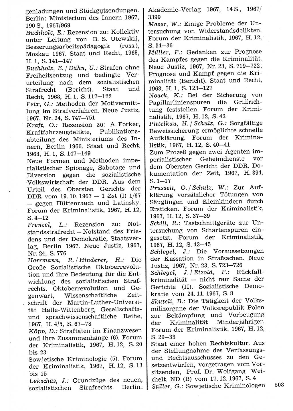 Staat und Recht (StuR), 17. Jahrgang [Deutsche Demokratische Republik (DDR)] 1968, Seite 508 (StuR DDR 1968, S. 508)