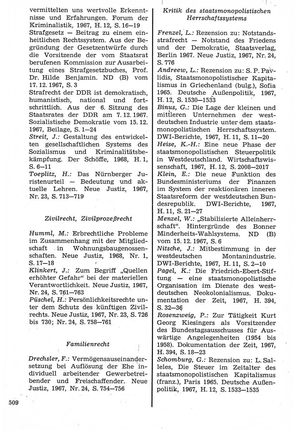 Staat und Recht (StuR), 17. Jahrgang [Deutsche Demokratische Republik (DDR)] 1968, Seite 509 (StuR DDR 1968, S. 509)