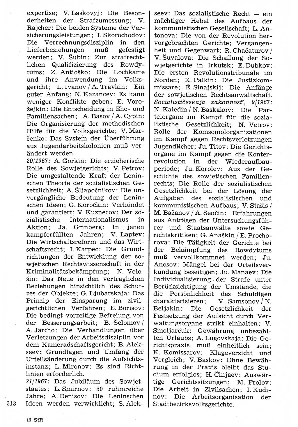 Staat und Recht (StuR), 17. Jahrgang [Deutsche Demokratische Republik (DDR)] 1968, Seite 513 (StuR DDR 1968, S. 513)