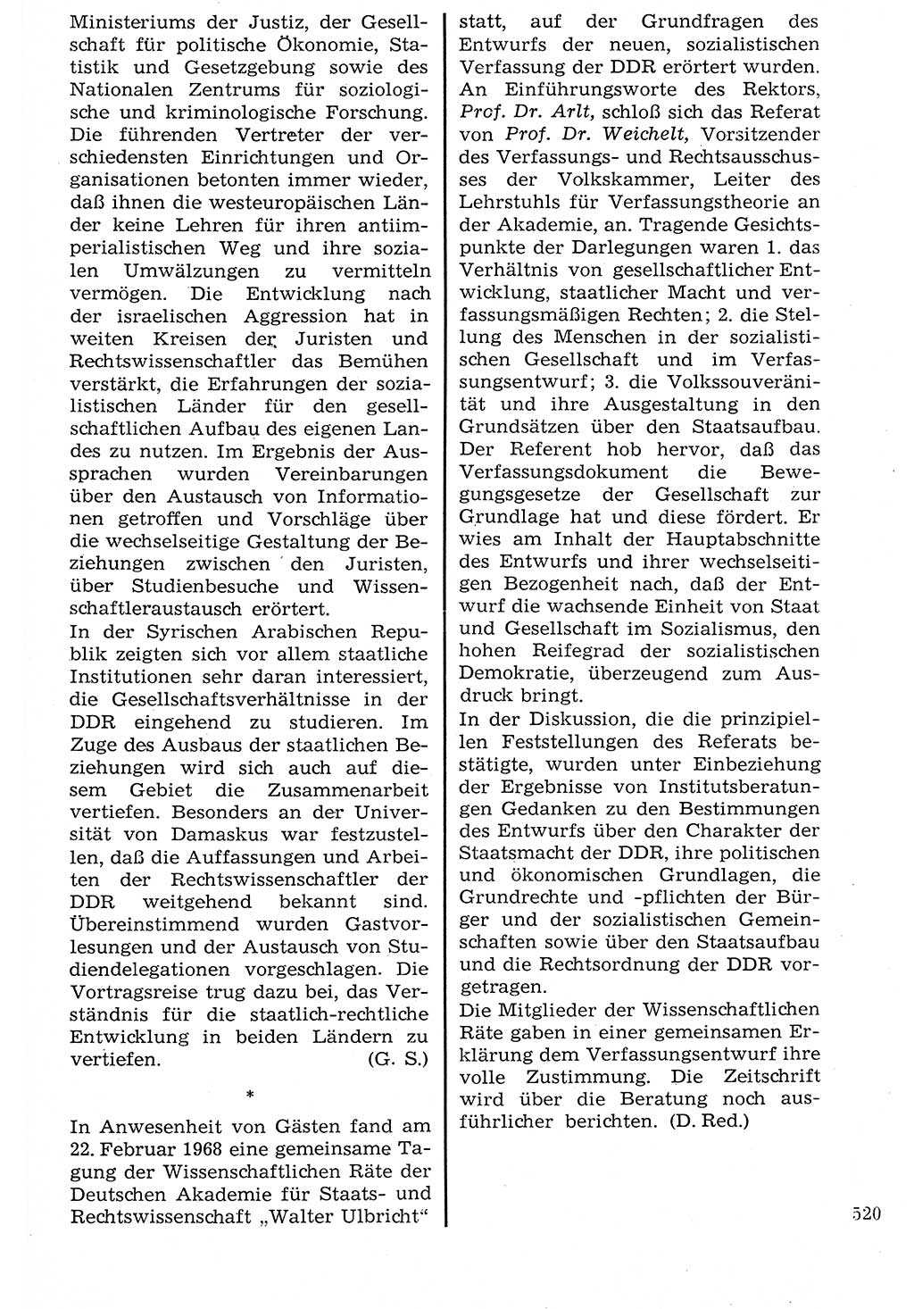 Staat und Recht (StuR), 17. Jahrgang [Deutsche Demokratische Republik (DDR)] 1968, Seite 520 (StuR DDR 1968, S. 520)