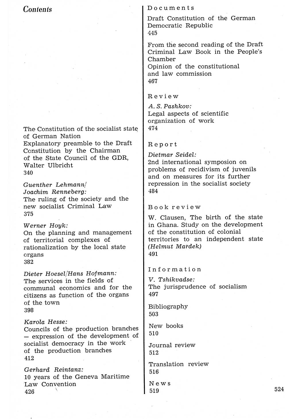 Staat und Recht (StuR), 17. Jahrgang [Deutsche Demokratische Republik (DDR)] 1968, Seite 524 (StuR DDR 1968, S. 524)