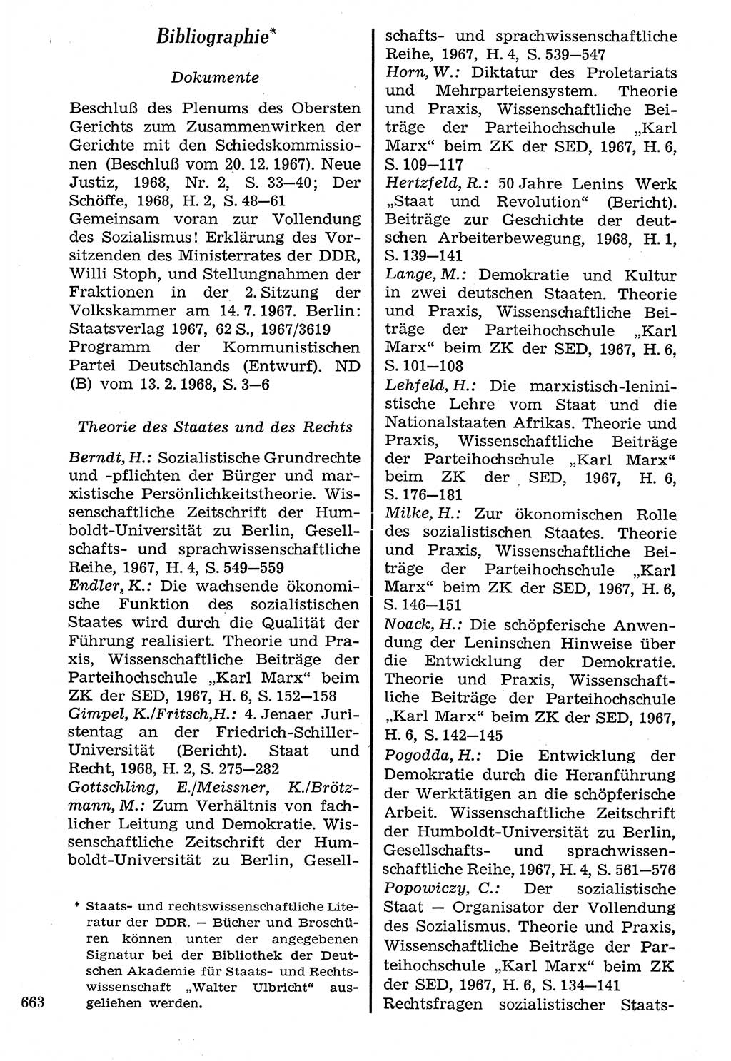Staat und Recht (StuR), 17. Jahrgang [Deutsche Demokratische Republik (DDR)] 1968, Seite 663 (StuR DDR 1968, S. 663)