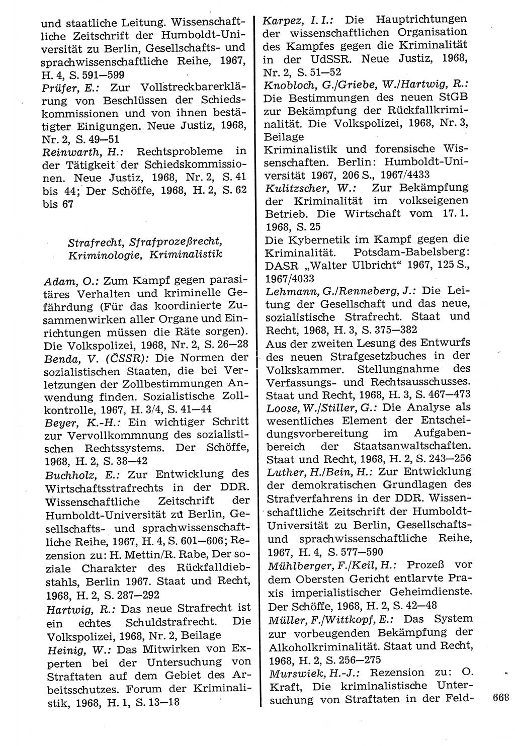 Staat und Recht (StuR), 17. Jahrgang [Deutsche Demokratische Republik (DDR)] 1968, Seite 668 (StuR DDR 1968, S. 668)
