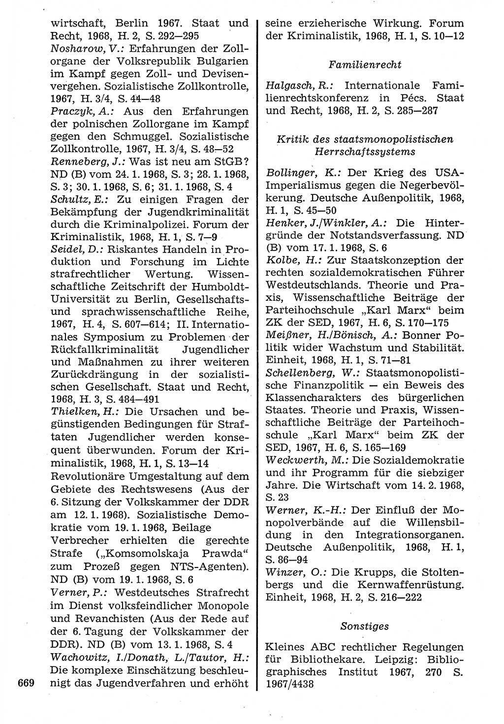 Staat und Recht (StuR), 17. Jahrgang [Deutsche Demokratische Republik (DDR)] 1968, Seite 669 (StuR DDR 1968, S. 669)
