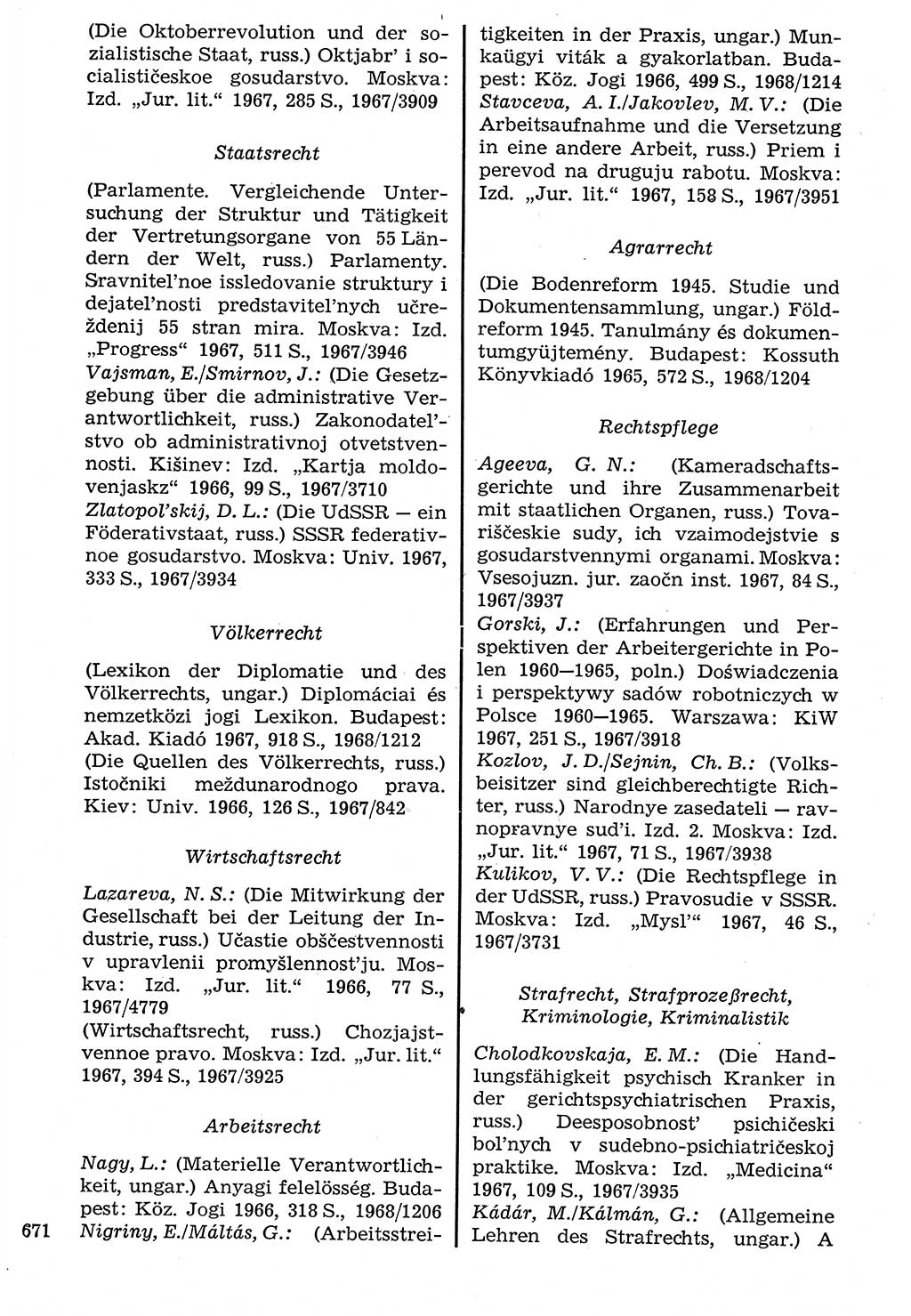 Staat und Recht (StuR), 17. Jahrgang [Deutsche Demokratische Republik (DDR)] 1968, Seite 671 (StuR DDR 1968, S. 671)