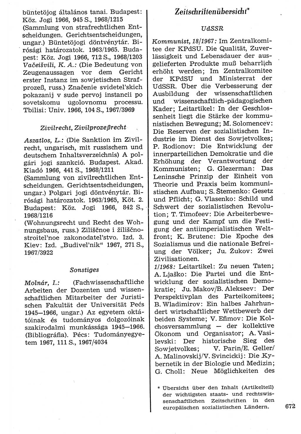 Staat und Recht (StuR), 17. Jahrgang [Deutsche Demokratische Republik (DDR)] 1968, Seite 672 (StuR DDR 1968, S. 672)