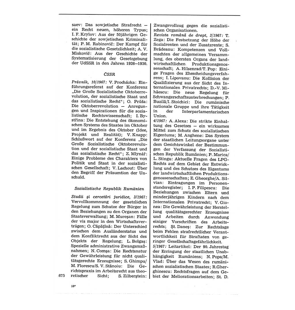 Staat und Recht (StuR), 17. Jahrgang [Deutsche Demokratische Republik (DDR)] 1968, Seite 675 (StuR DDR 1968, S. 675)
