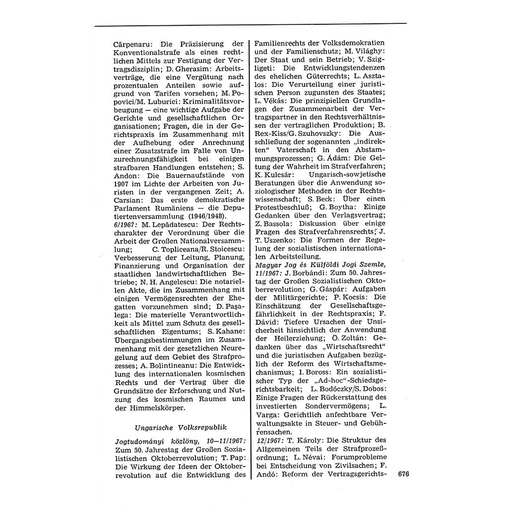 Staat und Recht (StuR), 17. Jahrgang [Deutsche Demokratische Republik (DDR)] 1968, Seite 676 (StuR DDR 1968, S. 676)