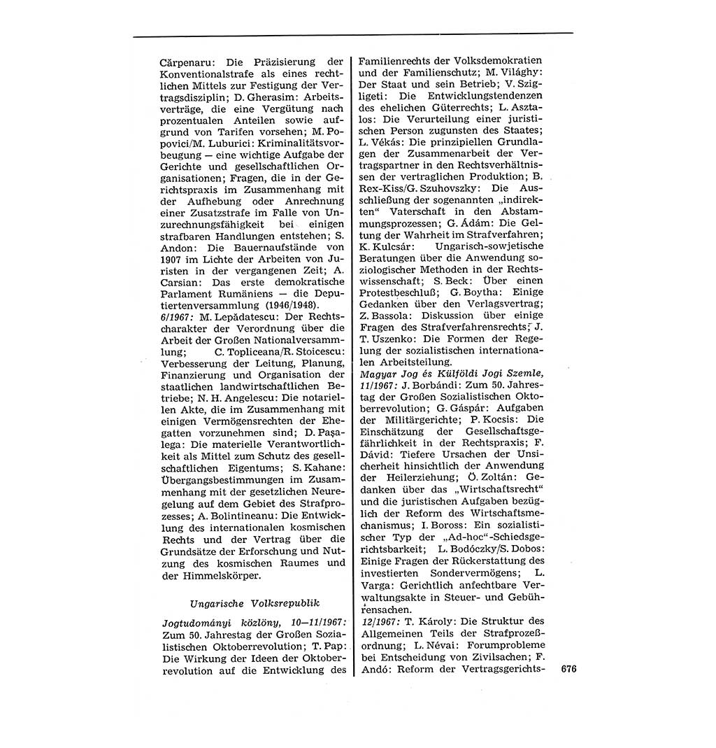 Staat und Recht (StuR), 17. Jahrgang [Deutsche Demokratische Republik (DDR)] 1968, Seite 676 (StuR DDR 1968, S. 676)