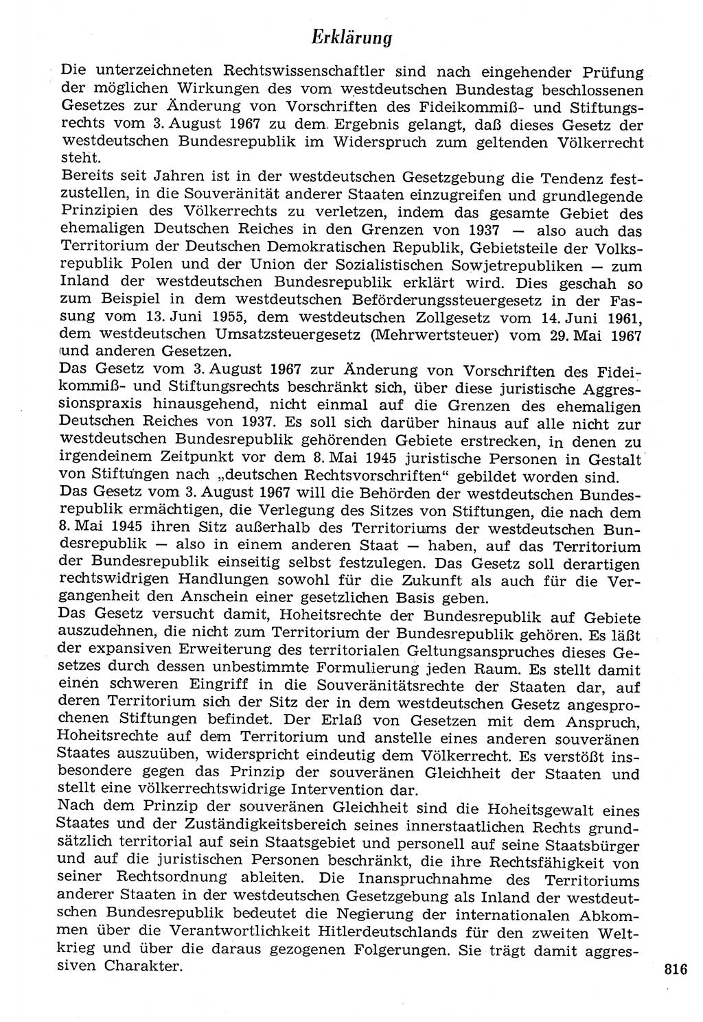 Staat und Recht (StuR), 17. Jahrgang [Deutsche Demokratische Republik (DDR)] 1968, Seite 816 (StuR DDR 1968, S. 816)