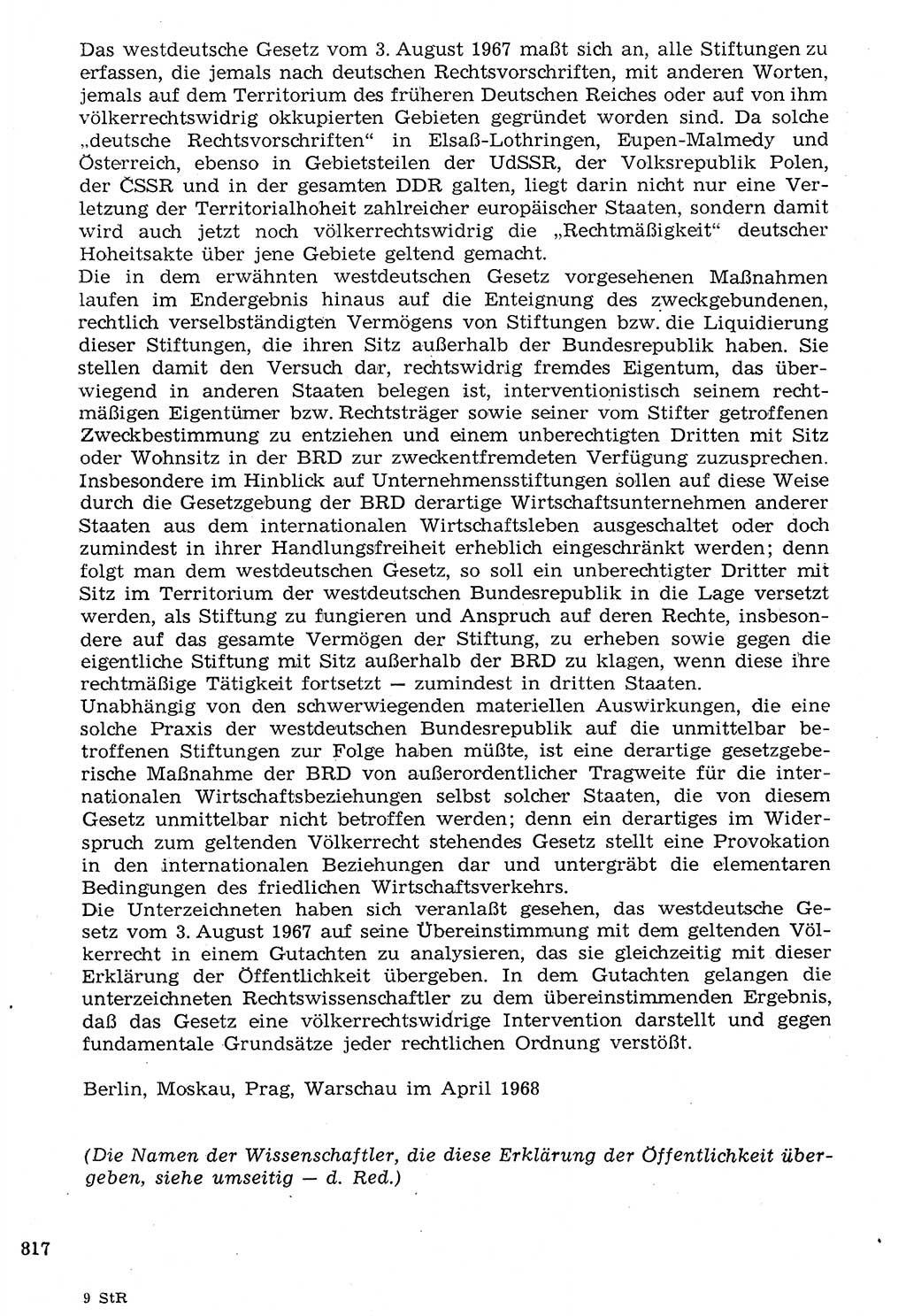 Staat und Recht (StuR), 17. Jahrgang [Deutsche Demokratische Republik (DDR)] 1968, Seite 817 (StuR DDR 1968, S. 817)
