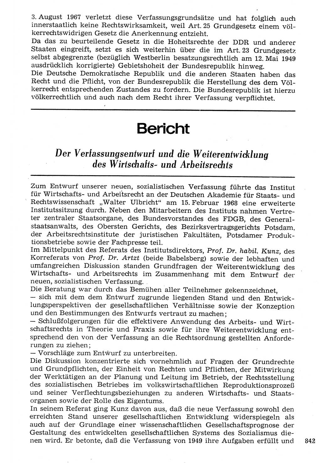 Staat und Recht (StuR), 17. Jahrgang [Deutsche Demokratische Republik (DDR)] 1968, Seite 842 (StuR DDR 1968, S. 842)