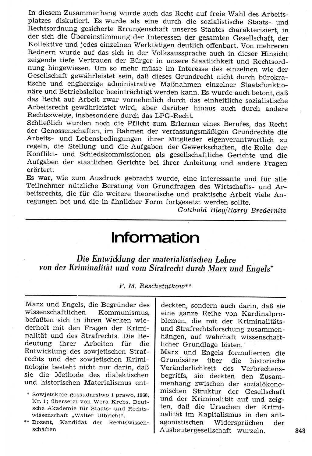 Staat und Recht (StuR), 17. Jahrgang [Deutsche Demokratische Republik (DDR)] 1968, Seite 848 (StuR DDR 1968, S. 848)