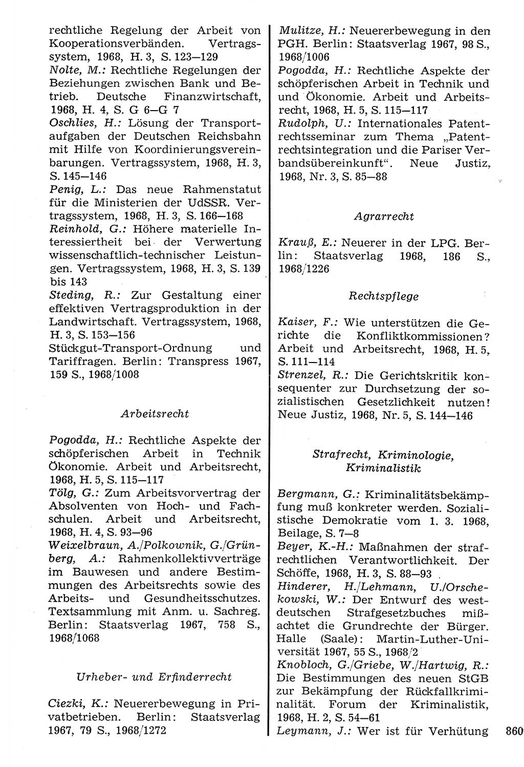 Staat und Recht (StuR), 17. Jahrgang [Deutsche Demokratische Republik (DDR)] 1968, Seite 860 (StuR DDR 1968, S. 860)