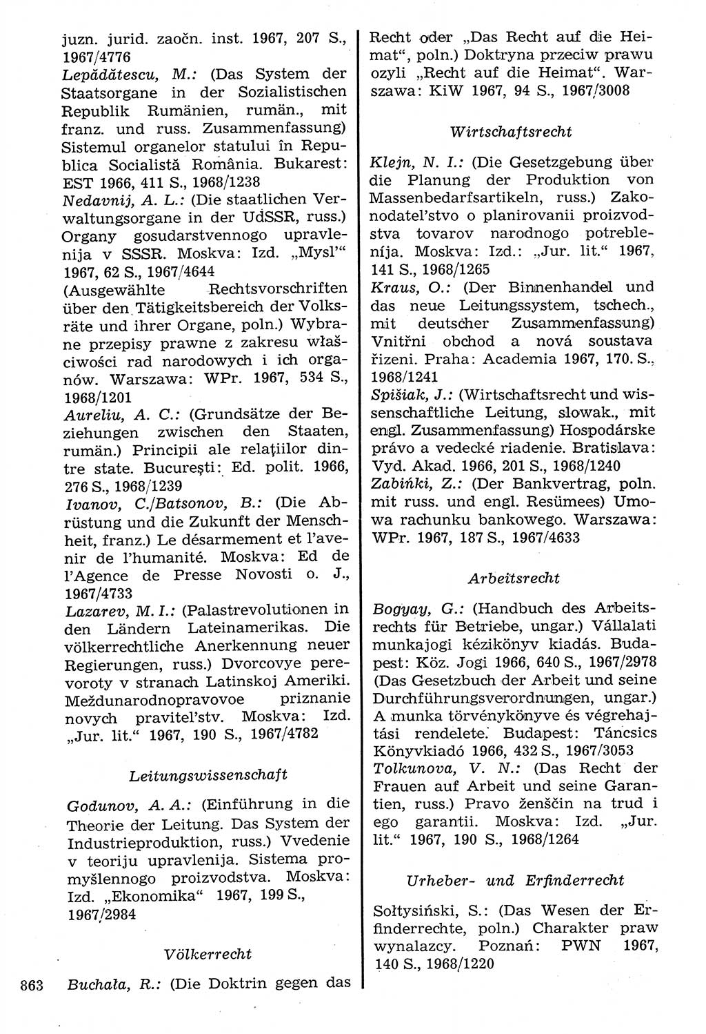 Staat und Recht (StuR), 17. Jahrgang [Deutsche Demokratische Republik (DDR)] 1968, Seite 863 (StuR DDR 1968, S. 863)