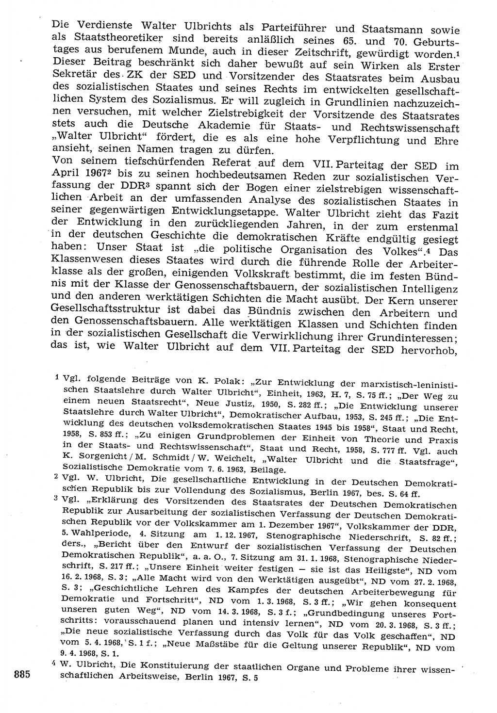 Staat und Recht (StuR), 17. Jahrgang [Deutsche Demokratische Republik (DDR)] 1968, Seite 885 (StuR DDR 1968, S. 885)