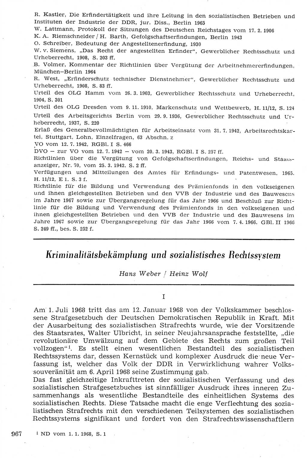 Staat und Recht (StuR), 17. Jahrgang [Deutsche Demokratische Republik (DDR)] 1968, Seite 967 (StuR DDR 1968, S. 967)