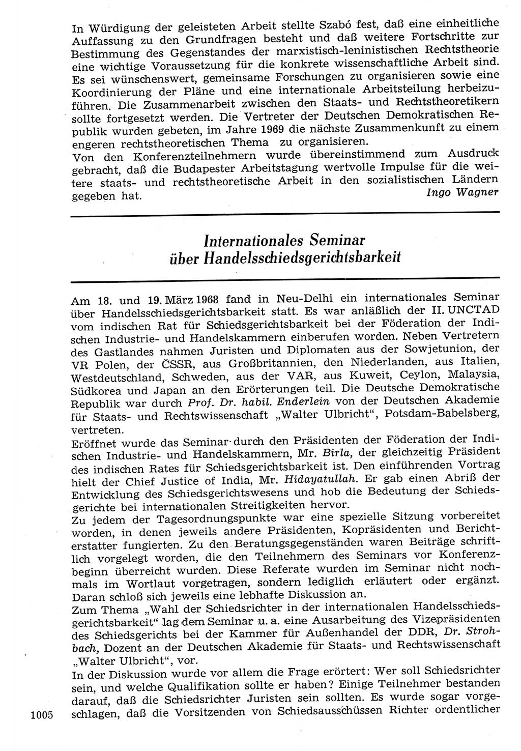 Staat und Recht (StuR), 17. Jahrgang [Deutsche Demokratische Republik (DDR)] 1968, Seite 1005 (StuR DDR 1968, S. 1005)