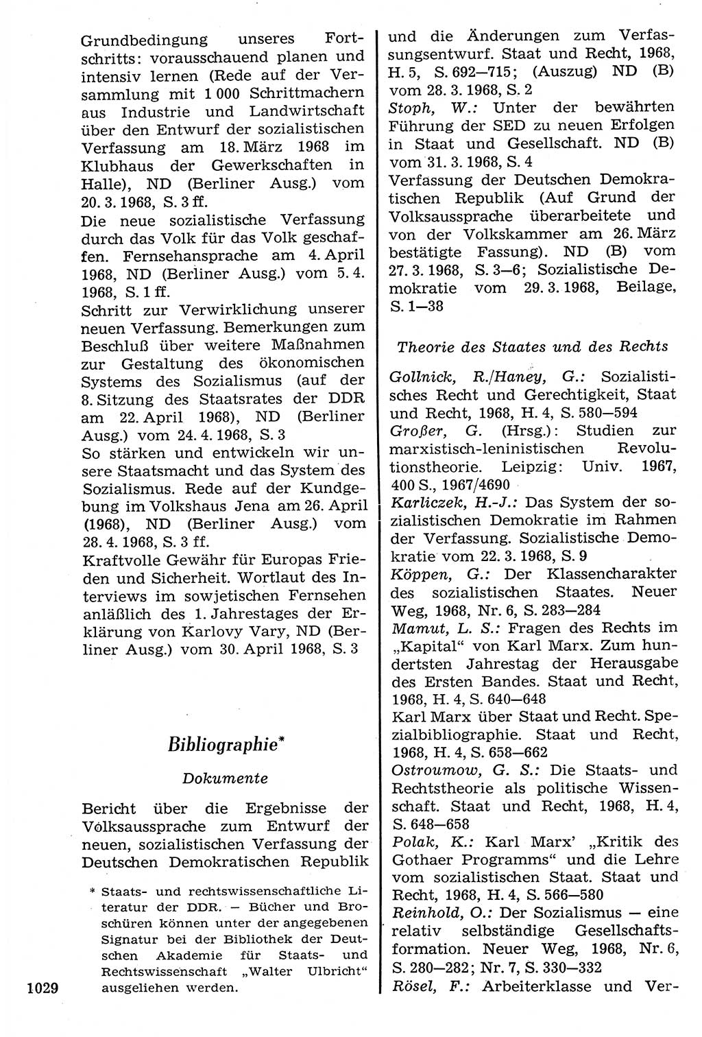 Staat und Recht (StuR), 17. Jahrgang [Deutsche Demokratische Republik (DDR)] 1968, Seite 1029 (StuR DDR 1968, S. 1029)