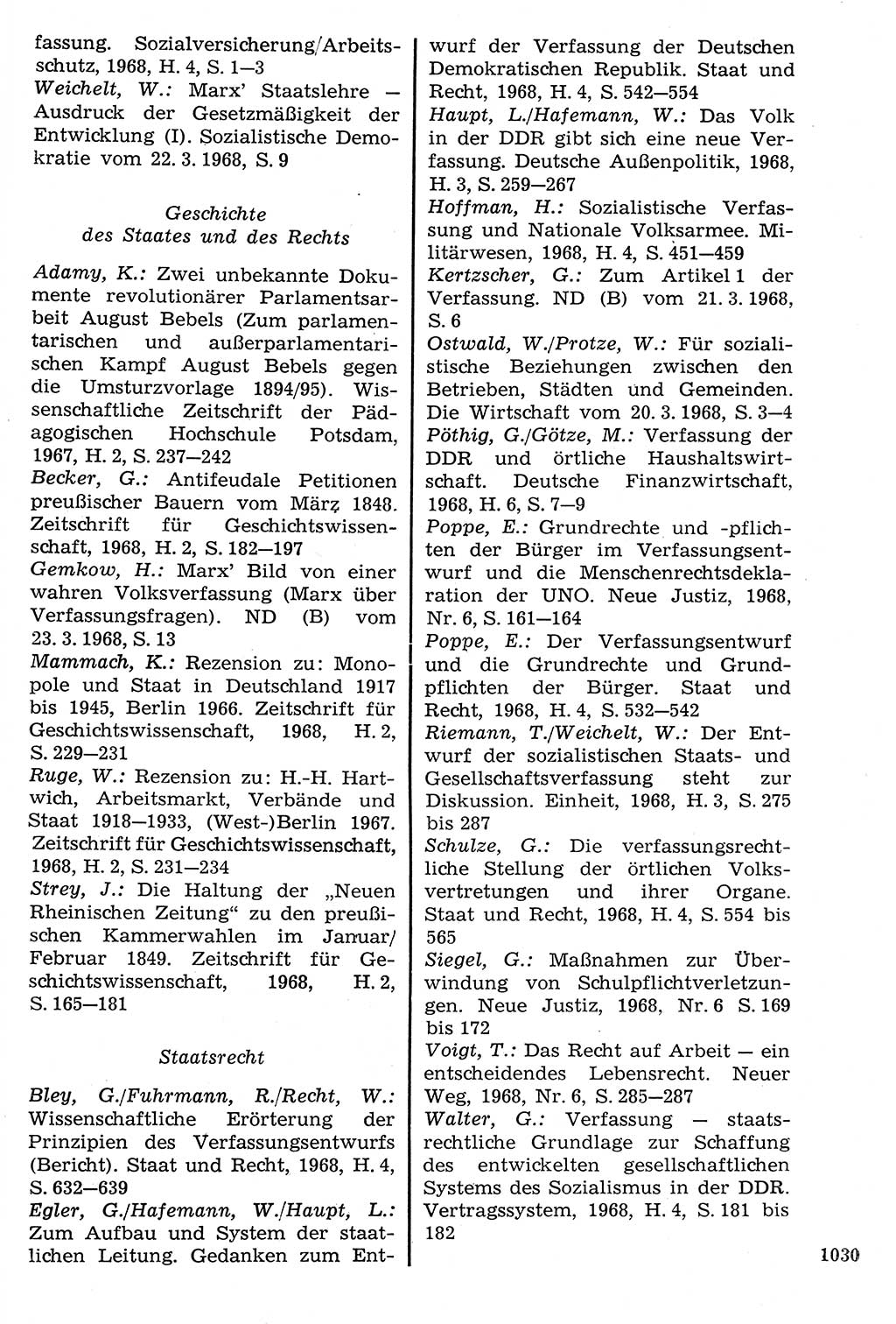 Staat und Recht (StuR), 17. Jahrgang [Deutsche Demokratische Republik (DDR)] 1968, Seite 1030 (StuR DDR 1968, S. 1030)