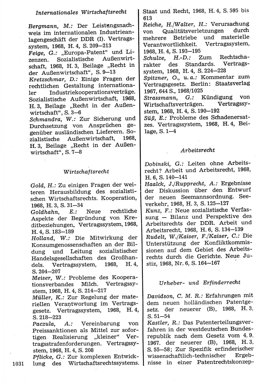 Staat und Recht (StuR), 17. Jahrgang [Deutsche Demokratische Republik (DDR)] 1968, Seite 1031 (StuR DDR 1968, S. 1031)