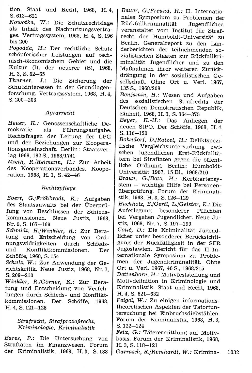 Staat und Recht (StuR), 17. Jahrgang [Deutsche Demokratische Republik (DDR)] 1968, Seite 1032 (StuR DDR 1968, S. 1032)