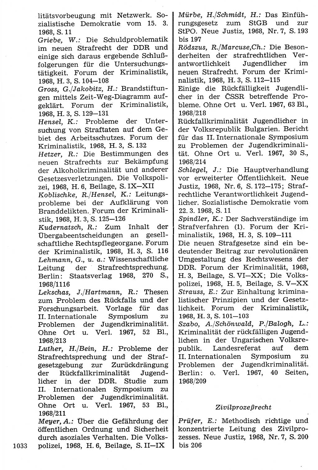 Staat und Recht (StuR), 17. Jahrgang [Deutsche Demokratische Republik (DDR)] 1968, Seite 1033 (StuR DDR 1968, S. 1033)