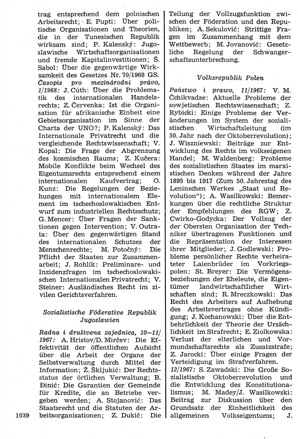 Staat und Recht (StuR), 17. Jahrgang [Deutsche Demokratische Republik (DDR)] 1968, Seite 1039 (StuR DDR 1968, S. 1039)