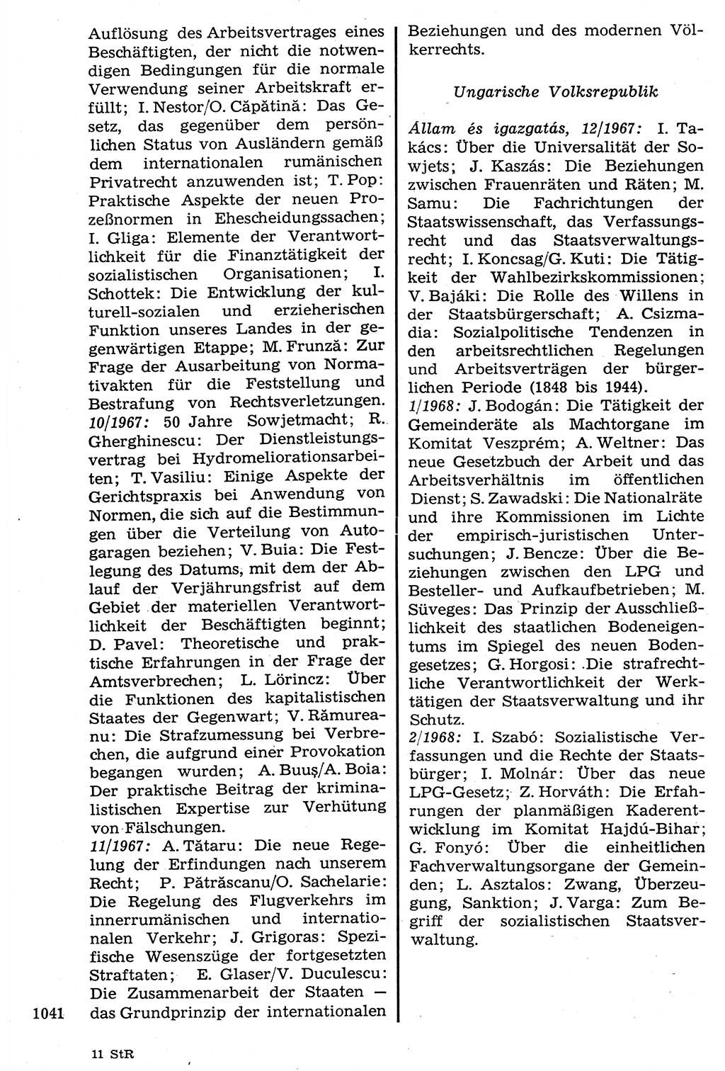 Staat und Recht (StuR), 17. Jahrgang [Deutsche Demokratische Republik (DDR)] 1968, Seite 1041 (StuR DDR 1968, S. 1041)