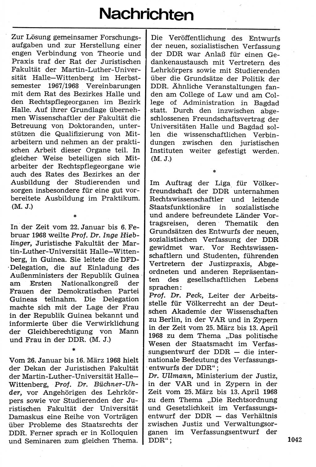 Staat und Recht (StuR), 17. Jahrgang [Deutsche Demokratische Republik (DDR)] 1968, Seite 1042 (StuR DDR 1968, S. 1042)