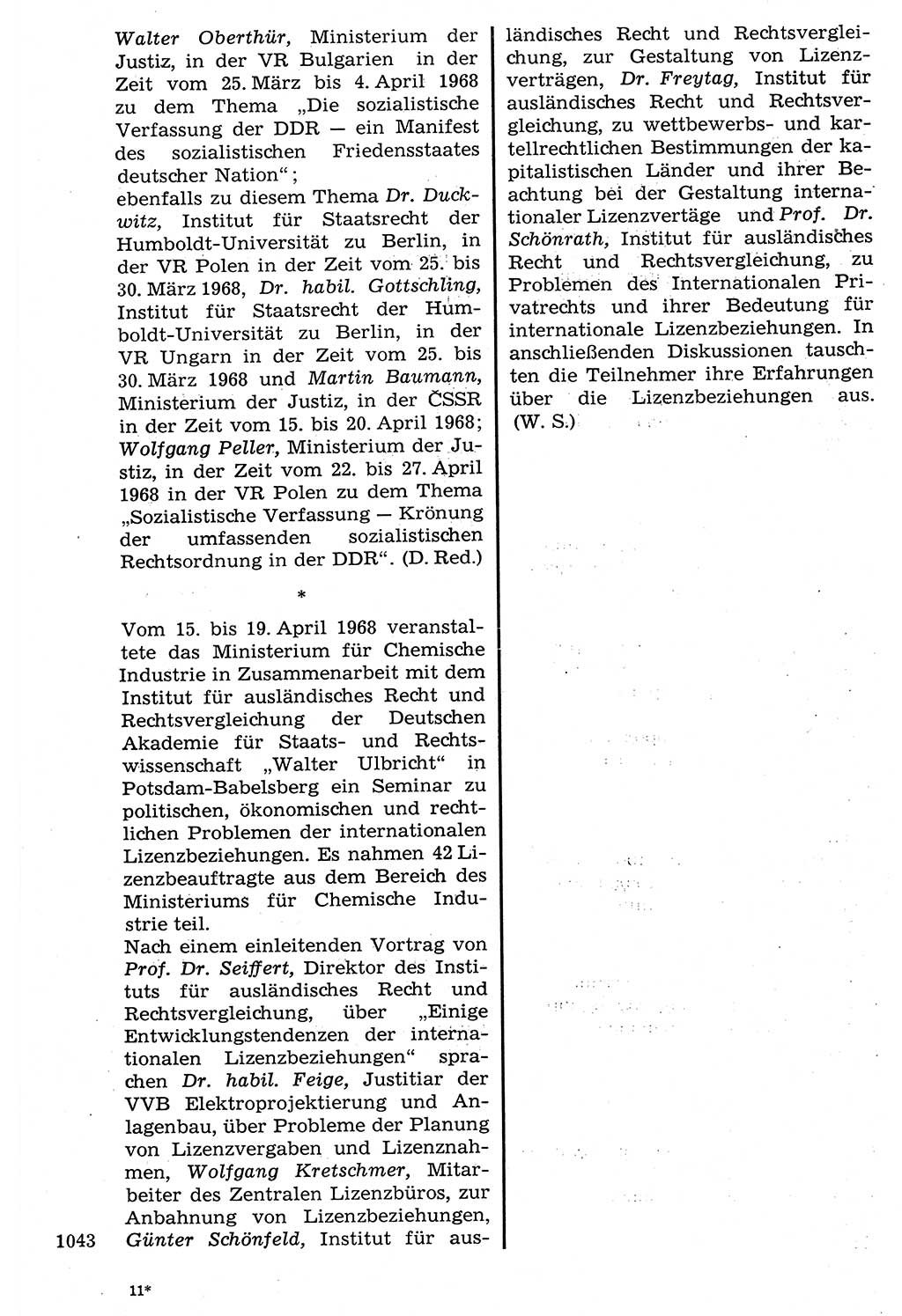 Staat und Recht (StuR), 17. Jahrgang [Deutsche Demokratische Republik (DDR)] 1968, Seite 1043 (StuR DDR 1968, S. 1043)
