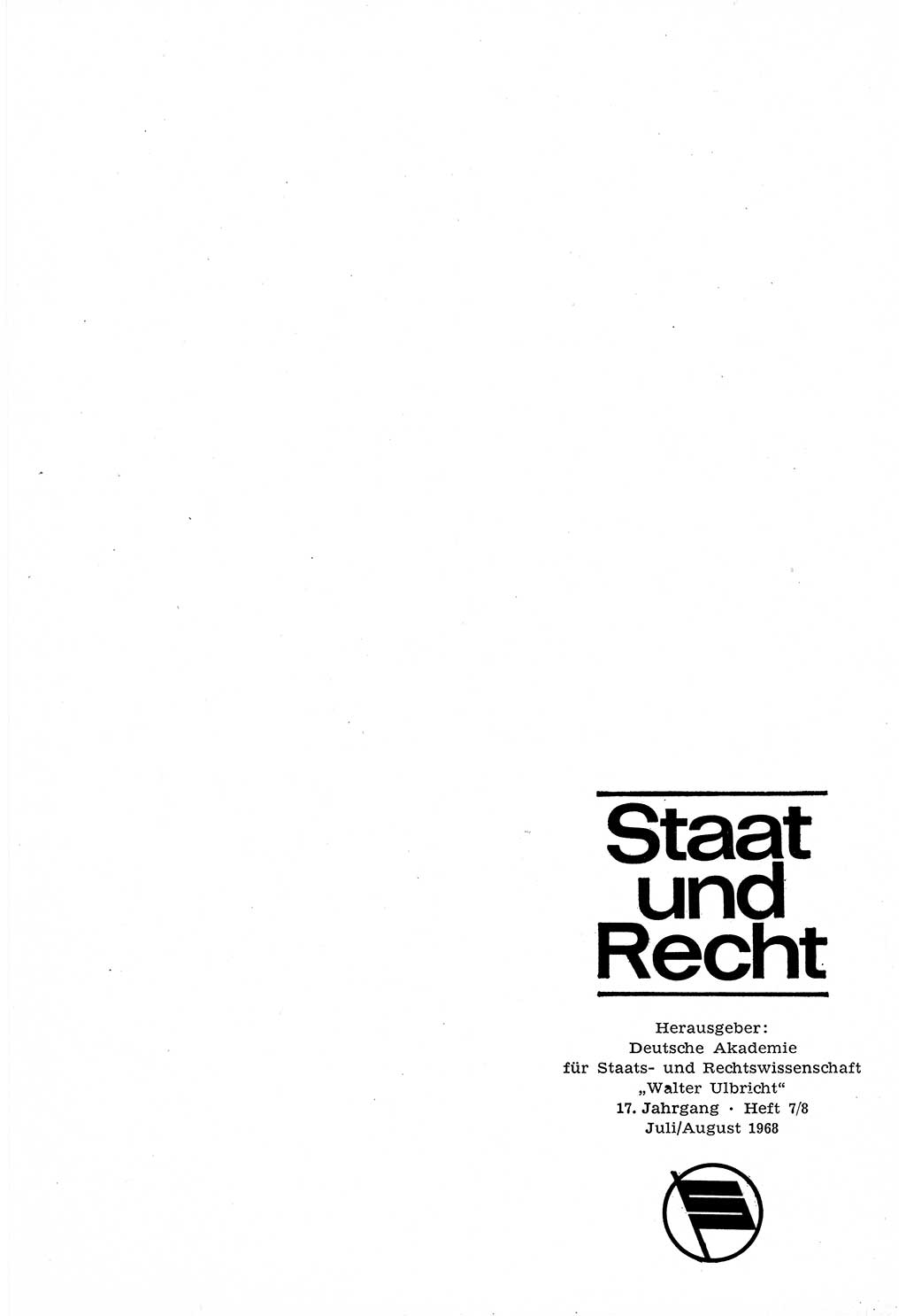 Staat und Recht (StuR), 17. Jahrgang [Deutsche Demokratische Republik (DDR)] 1968, Seite 1057 (StuR DDR 1968, S. 1057)