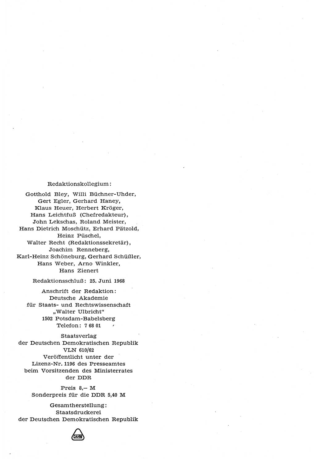 Staat und Recht (StuR), 17. Jahrgang [Deutsche Demokratische Republik (DDR)] 1968, Seite 1058 (StuR DDR 1968, S. 1058)