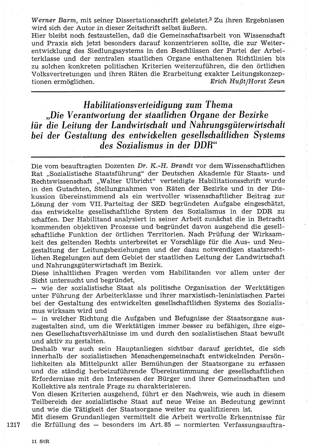 Staat und Recht (StuR), 17. Jahrgang [Deutsche Demokratische Republik (DDR)] 1968, Seite 1217 (StuR DDR 1968, S. 1217)