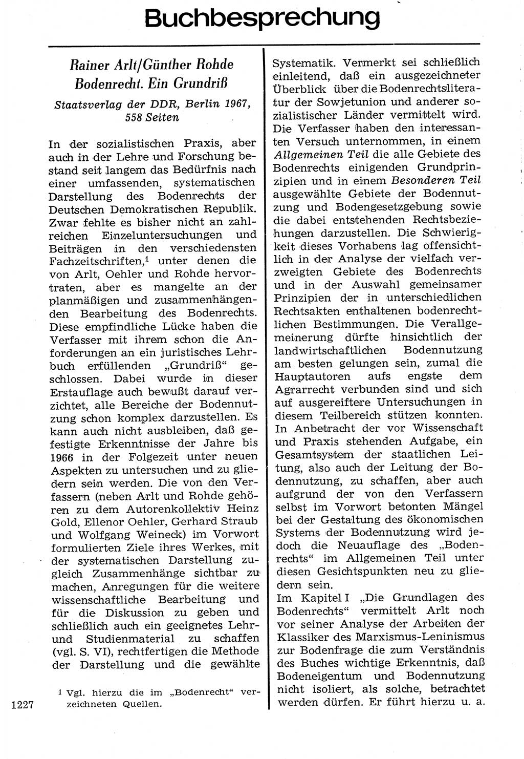 Staat und Recht (StuR), 17. Jahrgang [Deutsche Demokratische Republik (DDR)] 1968, Seite 1227 (StuR DDR 1968, S. 1227)